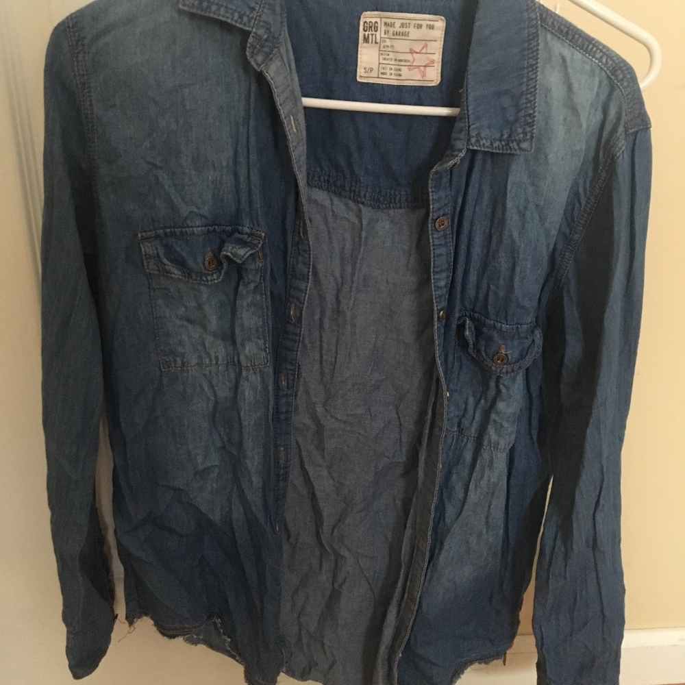 Women's Long Sleeve Jean Button Up Top